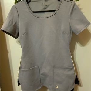 Jaanuu Chiffon Zipper Scrub Top - Gray